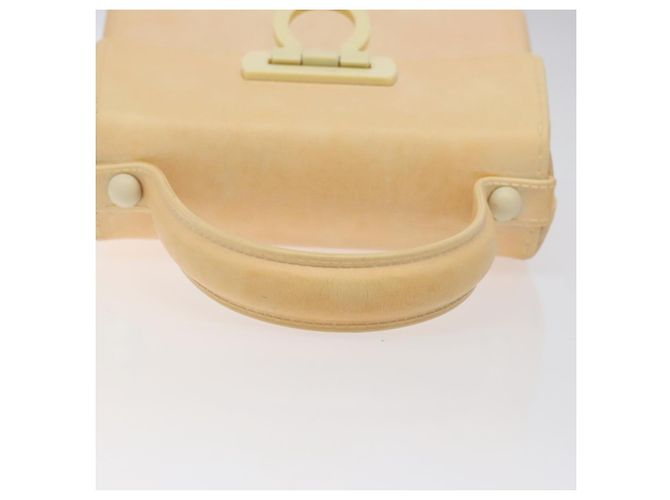 Bolso de mano Gancini de goma beige Auth KD319 de Salvatore Ferragamo - vista 7