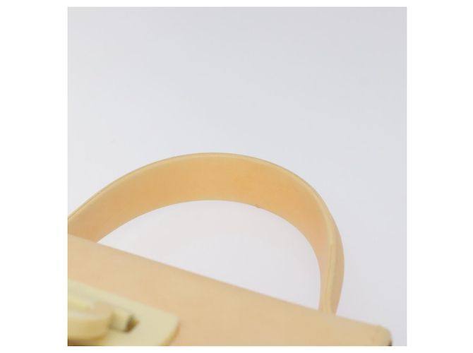 Bolso de mano Gancini de goma beige Auth KD319 de Salvatore Ferragamo - vista 8