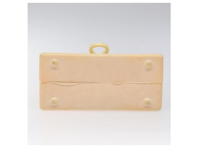 Bolso de mano Gancini de goma beige Auth KD319 de Salvatore Ferragamo - vista 9