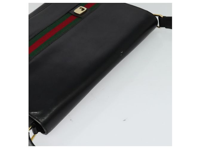 Borsa a spalla in pelle nera e dorata della linea Sherry di GUCCI Auth BD1766 Nero D'oro - vista 6