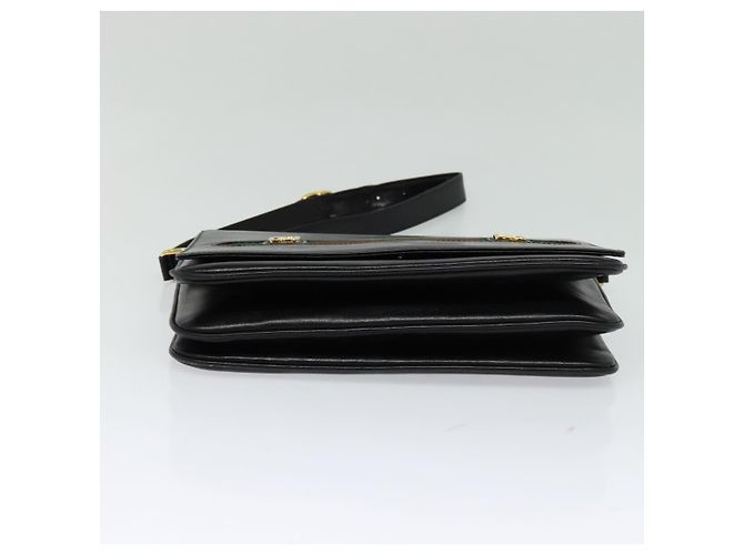 Borsa a spalla in pelle nera e dorata della linea Sherry di GUCCI Auth BD1766 Nero D'oro - vista 9