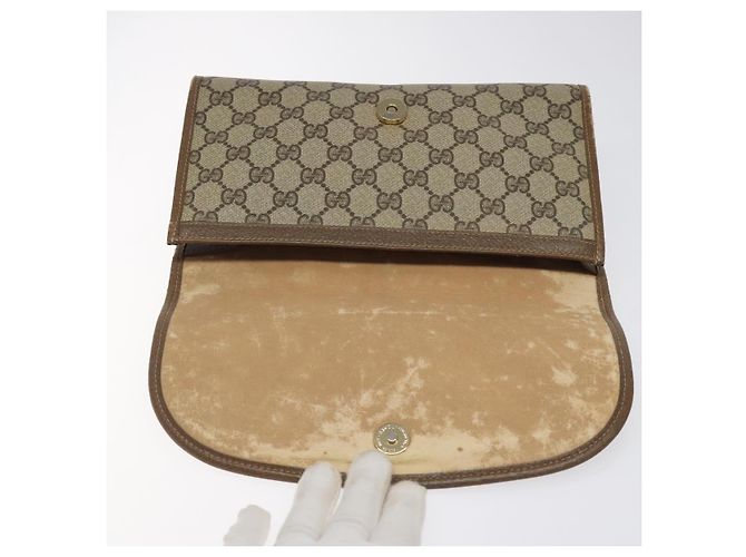 GUCCI GG Supreme Web Sherry Line Clutch Bag PVC Beige 89 01 030 Auth ep8459 - vista 13