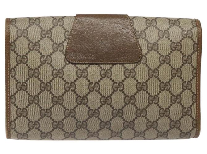 GUCCI GG Supreme Web Sherry Line Clutch Bag PVC Beige 89 01 030 Auth ep8459 - vista 3