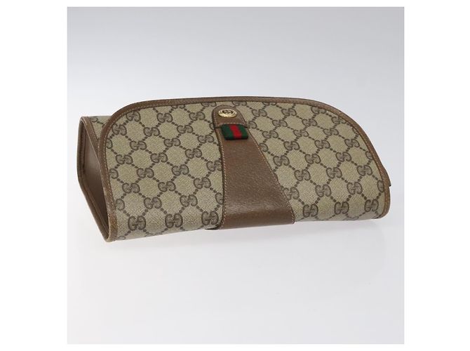 GUCCI GG Supreme Web Sherry Line Clutch Bag PVC Beige 89 01 030 Auth ep8459 - vista 6