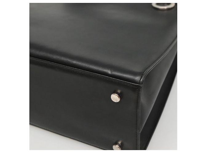 Borsa a spalla Gancini in pelle nera e argento autentica Salvatore Ferragamo MX070 Nero - vista 10