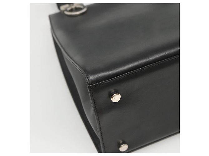 Borsa a spalla Gancini in pelle nera e argento autentica Salvatore Ferragamo MX070 Nero - vista 11