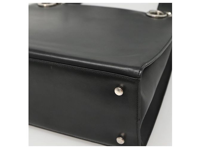 Borsa a spalla Gancini in pelle nera e argento autentica Salvatore Ferragamo MX070 Nero - vista 12