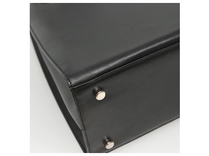Borsa a spalla Gancini in pelle nera e argento autentica Salvatore Ferragamo MX070 Nero - vista 13