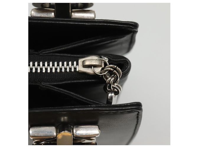 Borsa a spalla Gancini in pelle nera e argento autentica Salvatore Ferragamo MX070 Nero - vista 15