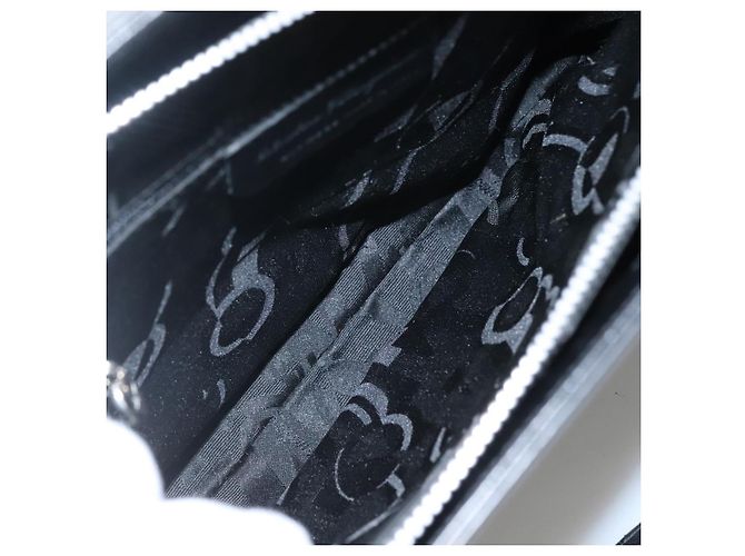 Borsa a spalla Gancini in pelle nera e argento autentica Salvatore Ferragamo MX070 Nero - vista 17