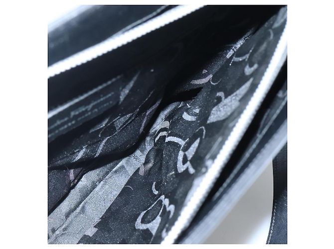 Borsa a spalla Gancini in pelle nera e argento autentica Salvatore Ferragamo MX070 Nero - vista 18