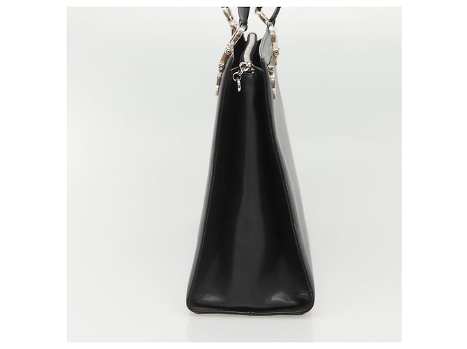 Borsa a spalla Gancini in pelle nera e argento autentica Salvatore Ferragamo MX070 Nero - vista 4