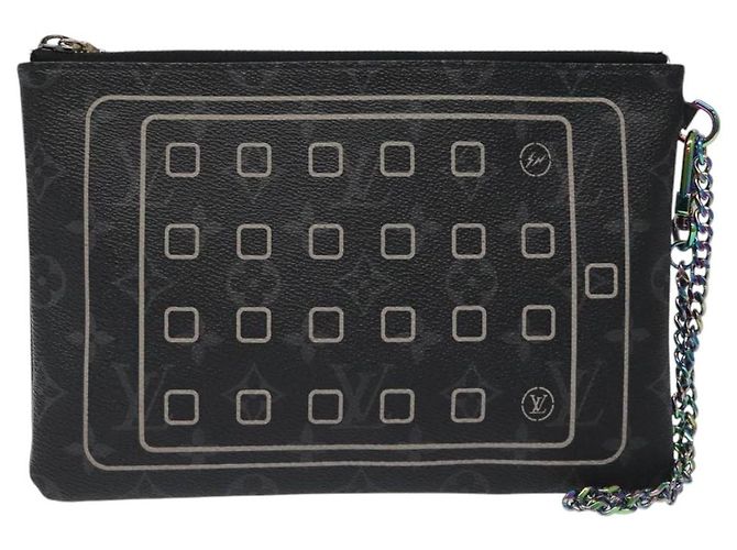 CUSTODIA PER IPHONE LOUIS VUITTON Monogram Eclipse Fragment M64449 LV Auth KD248 Monogramma - vista 13