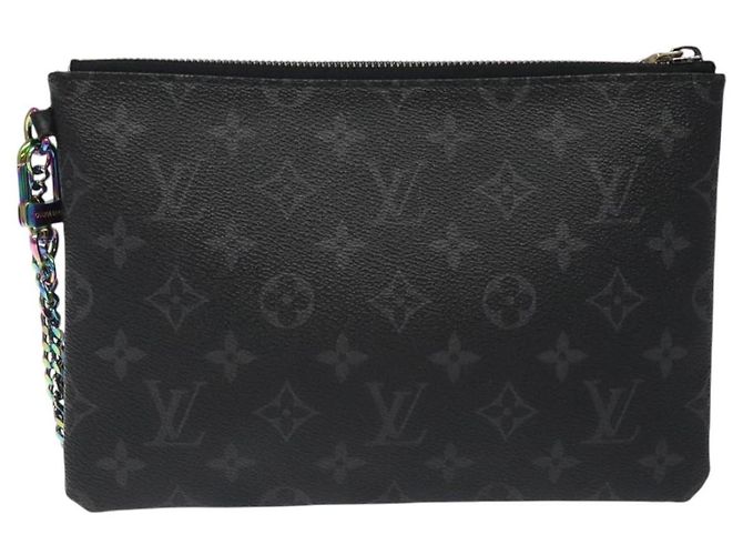 CUSTODIA PER IPHONE LOUIS VUITTON Monogram Eclipse Fragment M64449 LV Auth KD248 Monogramma - vista 2