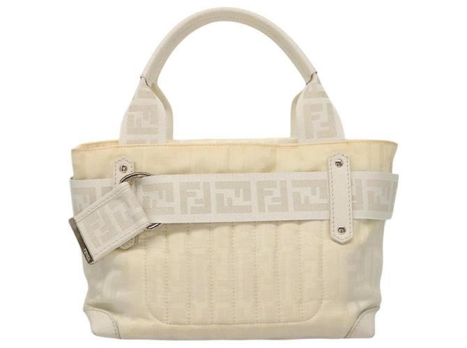 Zucca FENDI Handtasche aus Nylon in Weiß Silber authentisch bs24206 - Ansicht 13