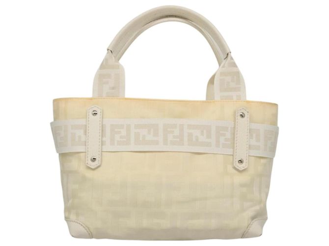 Zucca FENDI Handtasche aus Nylon in Weiß Silber authentisch bs24206 - Ansicht 2