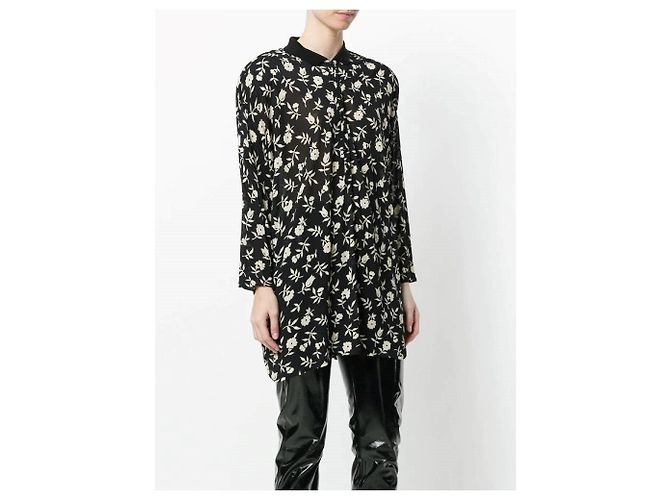 Schwarz-weiße Blumenbluse Gianni Versace Sand - Ansicht 3
