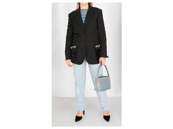 Blazer in lana nera e pelliccia Gianfranco Ferré Nero - vista 3