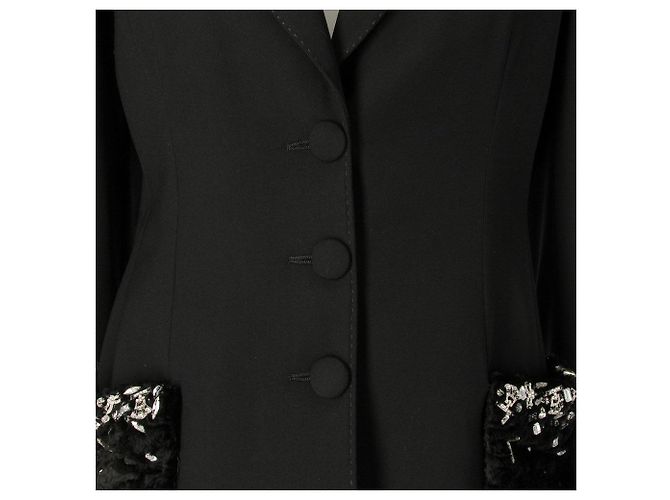 Blazer in lana nera e pelliccia Gianfranco Ferré Nero - vista 6