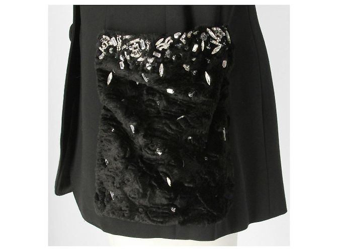 Blazer in lana nera e pelliccia Gianfranco Ferré Nero - vista 7