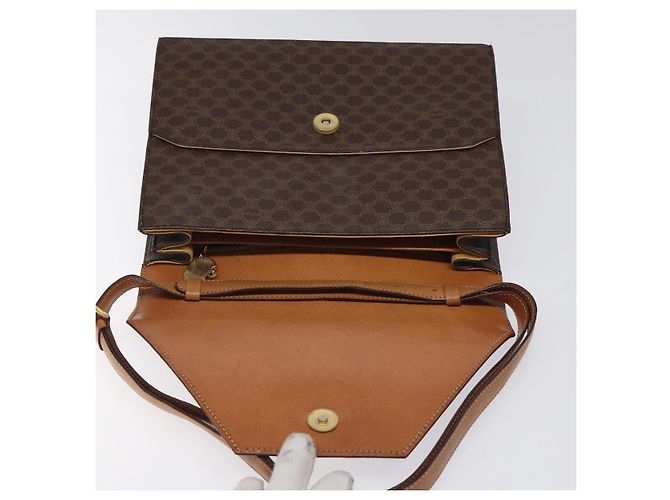Céline Borsa a spalla in tela Macadam CELINE in pelle PVC marrone oro Auth MX221 D'oro - vista 15