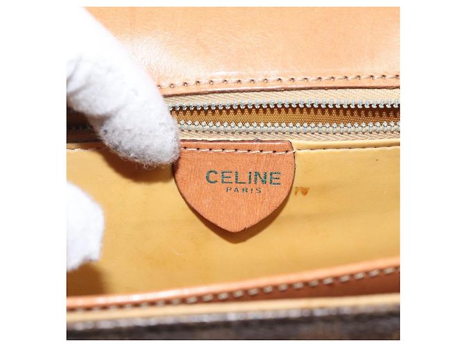 Céline Borsa a spalla in tela Macadam CELINE in pelle PVC marrone oro Auth MX221 D'oro - vista 16
