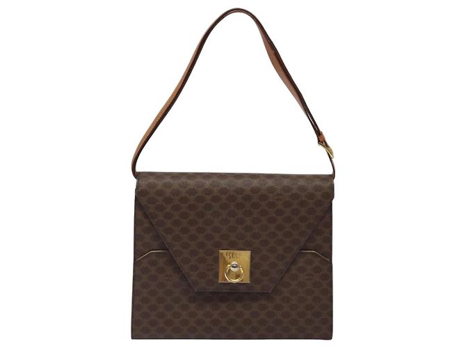 Céline Borsa a spalla in tela Macadam CELINE in pelle PVC marrone oro Auth MX221 D'oro - vista 2