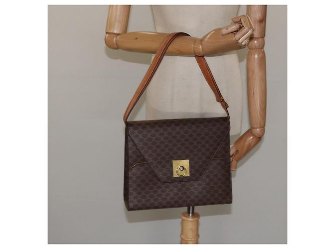 Céline Borsa a spalla in tela Macadam CELINE in pelle PVC marrone oro Auth MX221 D'oro - vista 25