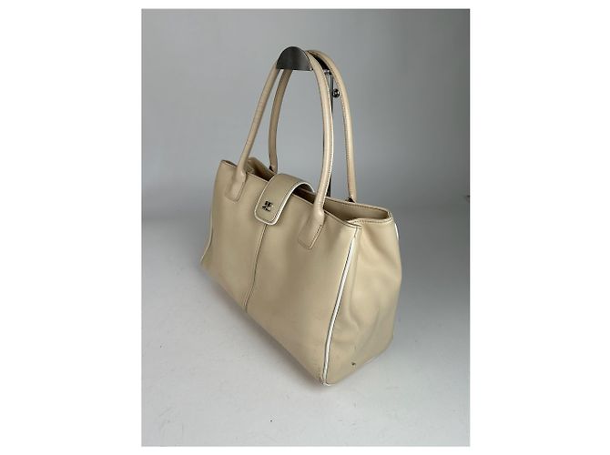 Vintage Courreges Ledertasche Beige Weiß - Ansicht 2