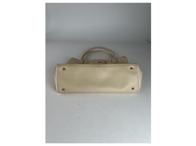 Vintage Courreges Ledertasche Beige Weiß - Ansicht 4