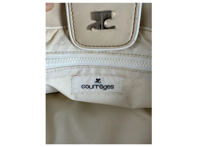 Vintage Courreges Ledertasche Beige Weiß - Ansicht 5