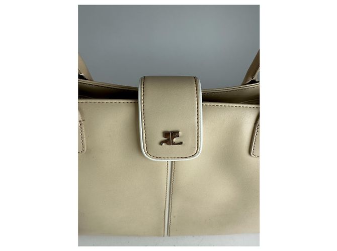 Vintage Courreges Ledertasche Beige Weiß - Ansicht 7