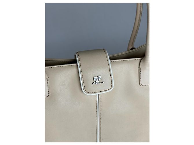 Vintage Courreges Ledertasche Beige Weiß - Ansicht 8
