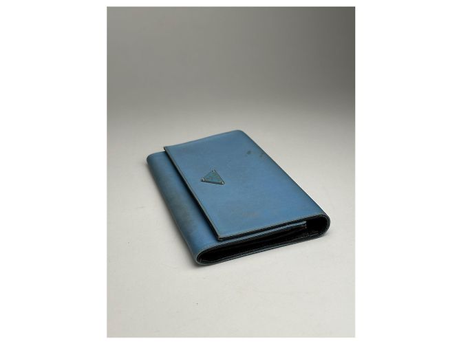 Vintage Prada Tessuto Canvas Leather Wallet Blue - view 10