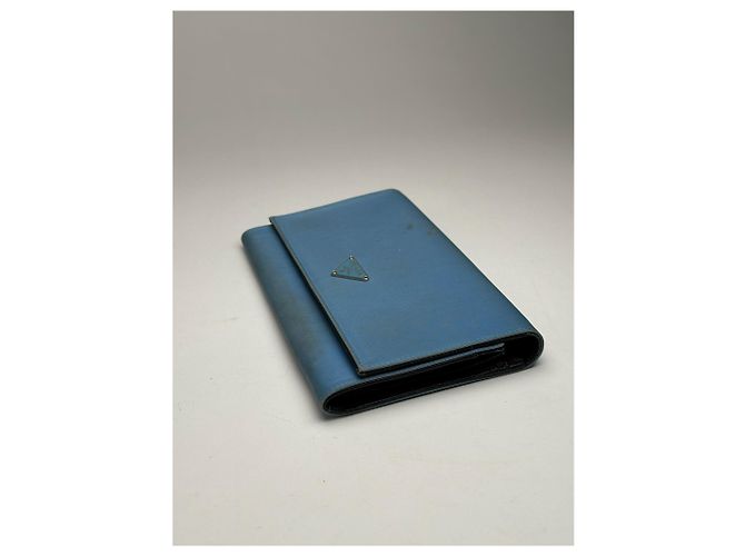 Vintage Prada Tessuto Canvas Leather Wallet Blue - view 3