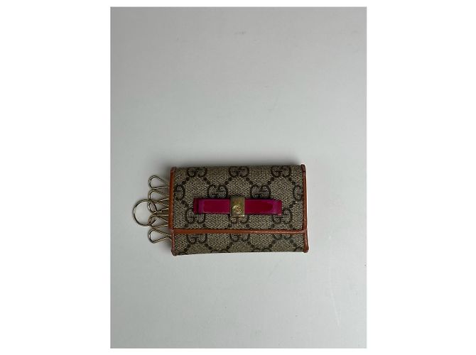 Ophidia Vintage Gucci Leather Monogram Key Holder Grey - view 15