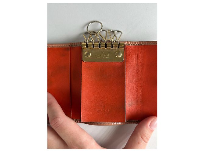 Ophidia Vintage Gucci Leather Monogram Key Holder Grey - view 8