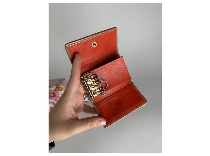 Ophidia Vintage Gucci Leather Monogram Key Holder Grey - view 9
