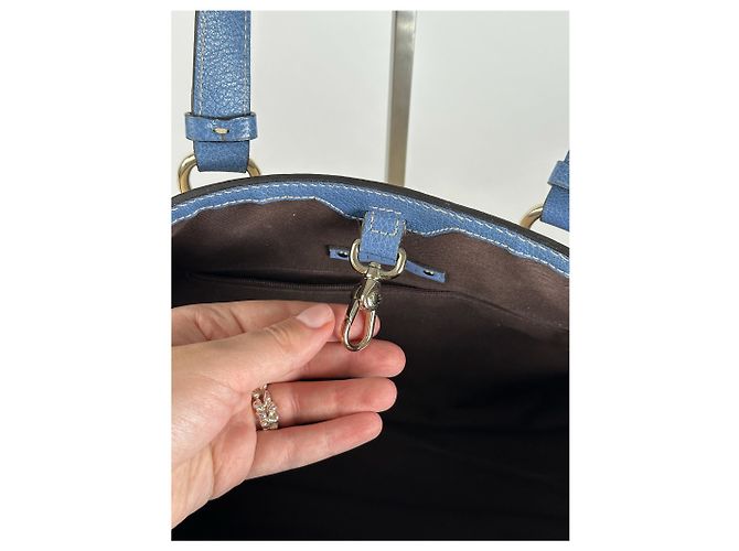 Vintage Céline Paris Canvas Leder Tasche Blau Beige - Ansicht 5