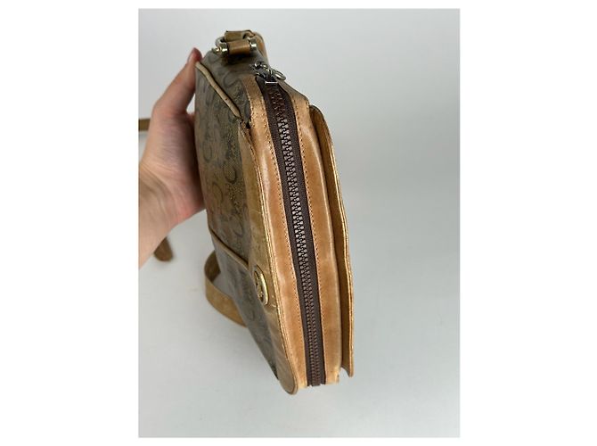 Céline Vintage Celine Paris Triomphe Monogramm Leder Tasche Braun - Ansicht 10
