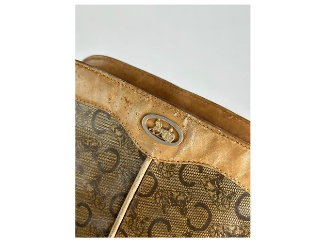 Céline Vintage Celine Paris Triomphe Monogramm Leder Tasche Braun - Ansicht 11