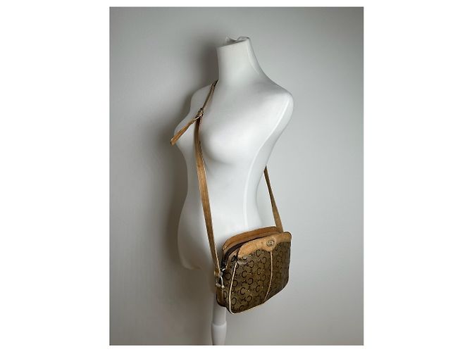 Céline Vintage Celine Paris Triomphe Monogramm Leder Tasche Braun - Ansicht 4