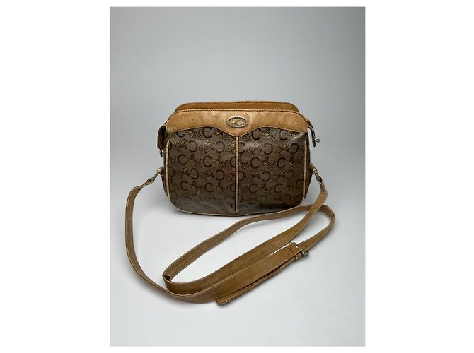 Céline Vintage Celine Paris Triomphe Monogramm Leder Tasche Braun - Ansicht 5