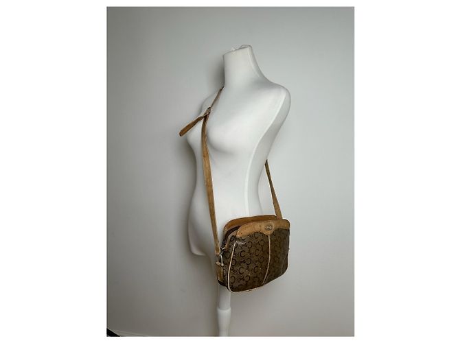 Céline Vintage Celine Paris Triomphe Monogramm Leder Tasche Braun - Ansicht 6