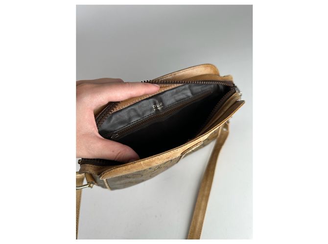 Céline Vintage Celine Paris Triomphe Monogramm Leder Tasche Braun - Ansicht 8