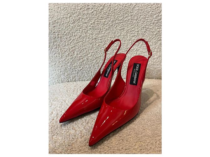 Dolce & Gabbana Slingback-Schuhe aus lackiertem Leder Rot - Ansicht 2