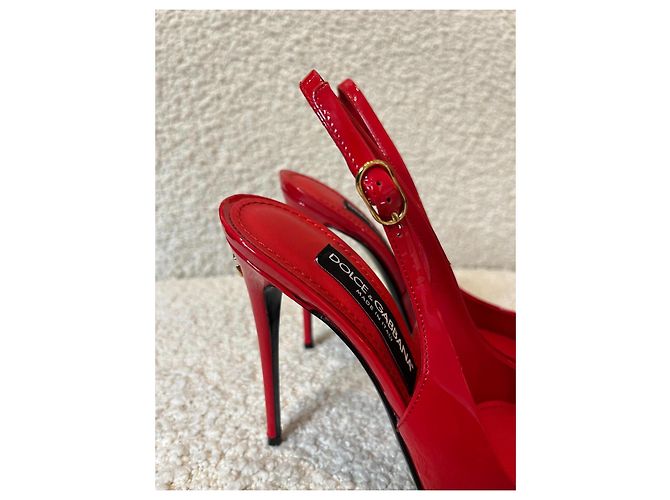 Dolce & Gabbana Slingback-Schuhe aus lackiertem Leder Rot - Ansicht 3