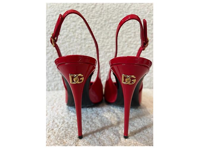 Dolce & Gabbana Slingback-Schuhe aus lackiertem Leder Rot - Ansicht 4