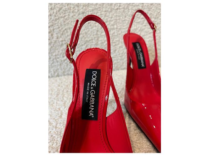 Dolce & Gabbana Slingback-Schuhe aus lackiertem Leder Rot - Ansicht 5