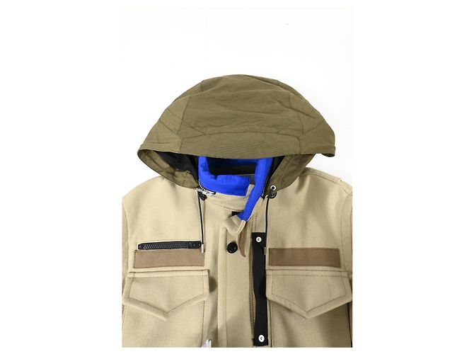 Sacai Melton Jacket in Beige Wool - view 10